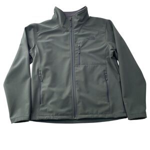 North Face Windwall Jacket Mens Large Grey Softshell Fleece Lined Outdoor